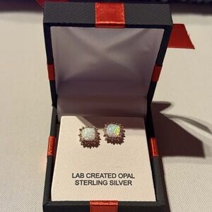 Sterling Silver Opal Stud Earrings